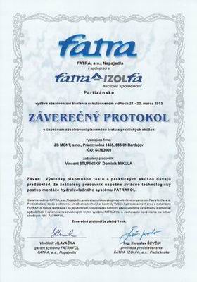 FATRA Certifikát